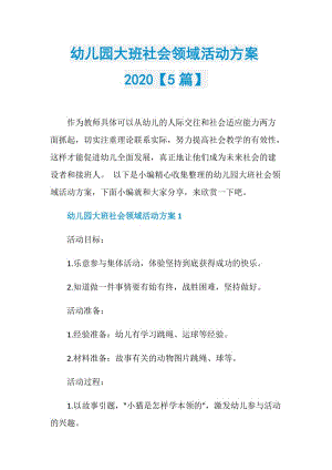幼儿园大班社会领域活动方案2020【5篇】.doc