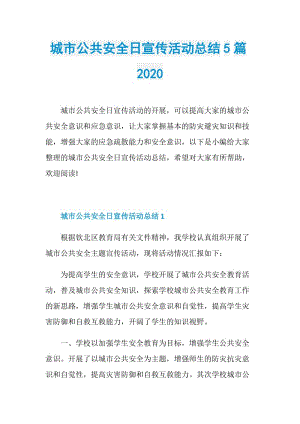 城市公共安全日宣传活动总结5篇2020.doc