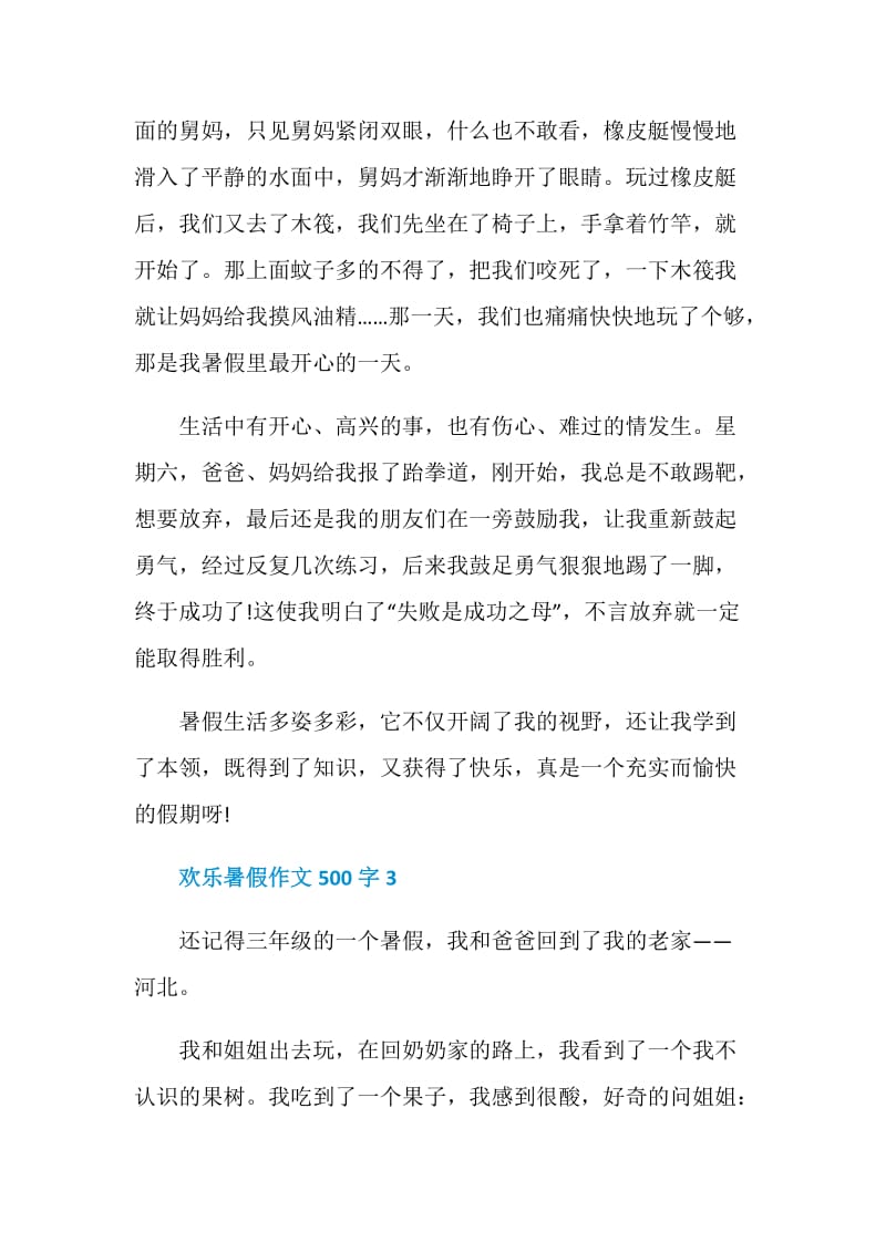 欢乐的暑假作文500字6篇2020.doc_第3页