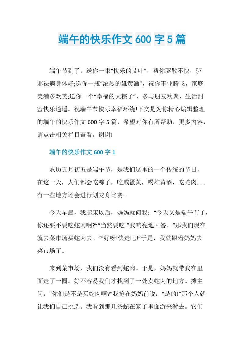 端午的快乐作文600字5篇.doc_第1页