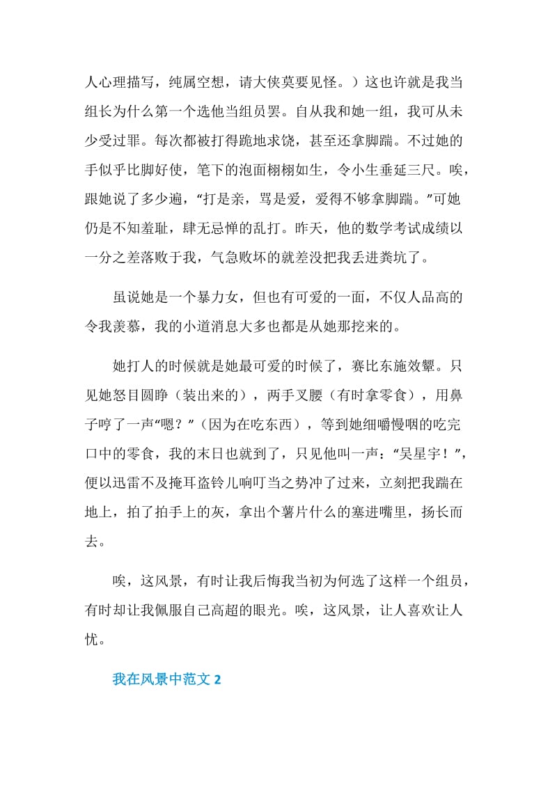 我在风景中八年级600字作文.doc_第2页