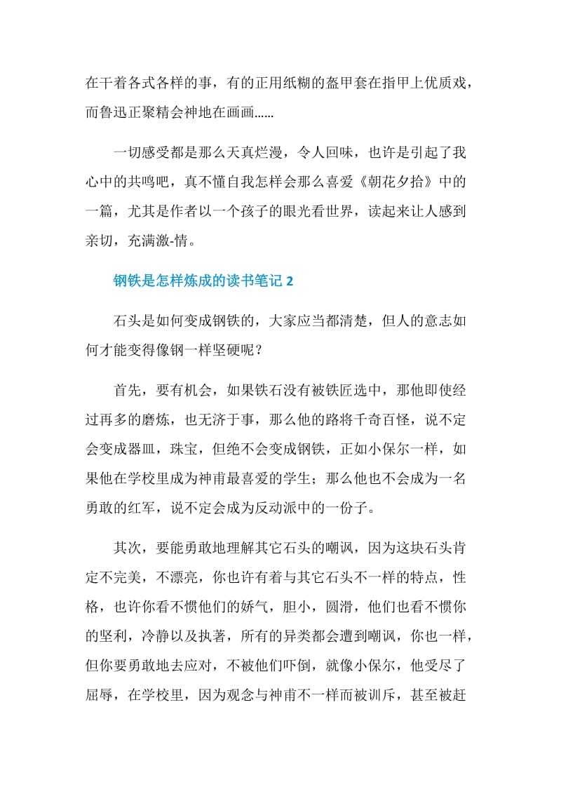 钢铁是怎样炼成的读书笔记小学生范文.doc_第2页