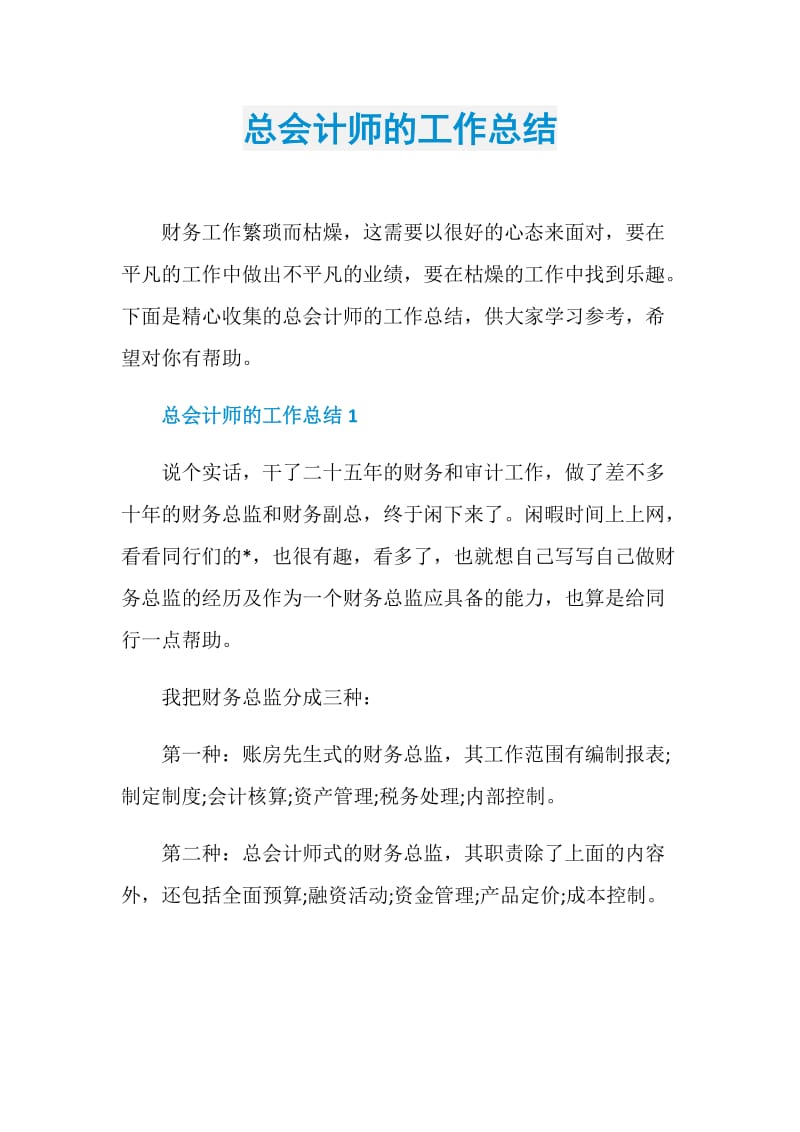 总会计师的工作总结.doc_第1页