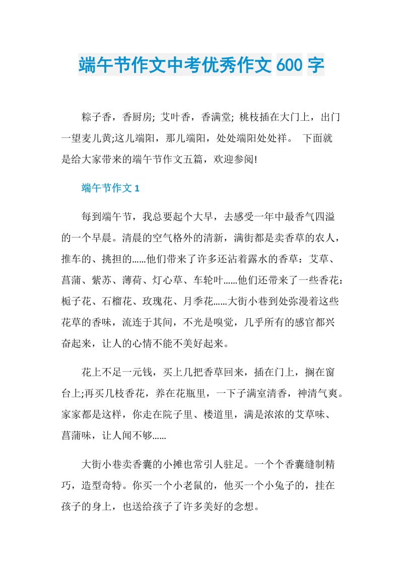 端午节作文中考优秀作文600字.doc_第1页