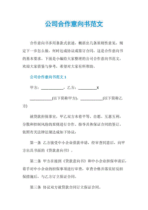 公司合作意向书范文.doc