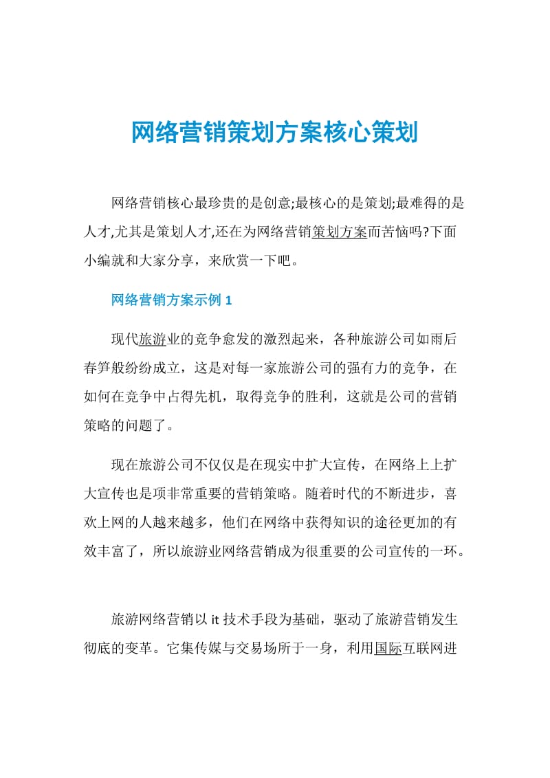 网络营销策划方案核心策划.doc_第1页