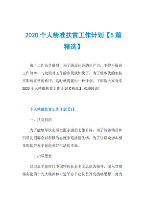 2020个人精准扶贫工作计划【5篇精选】.doc