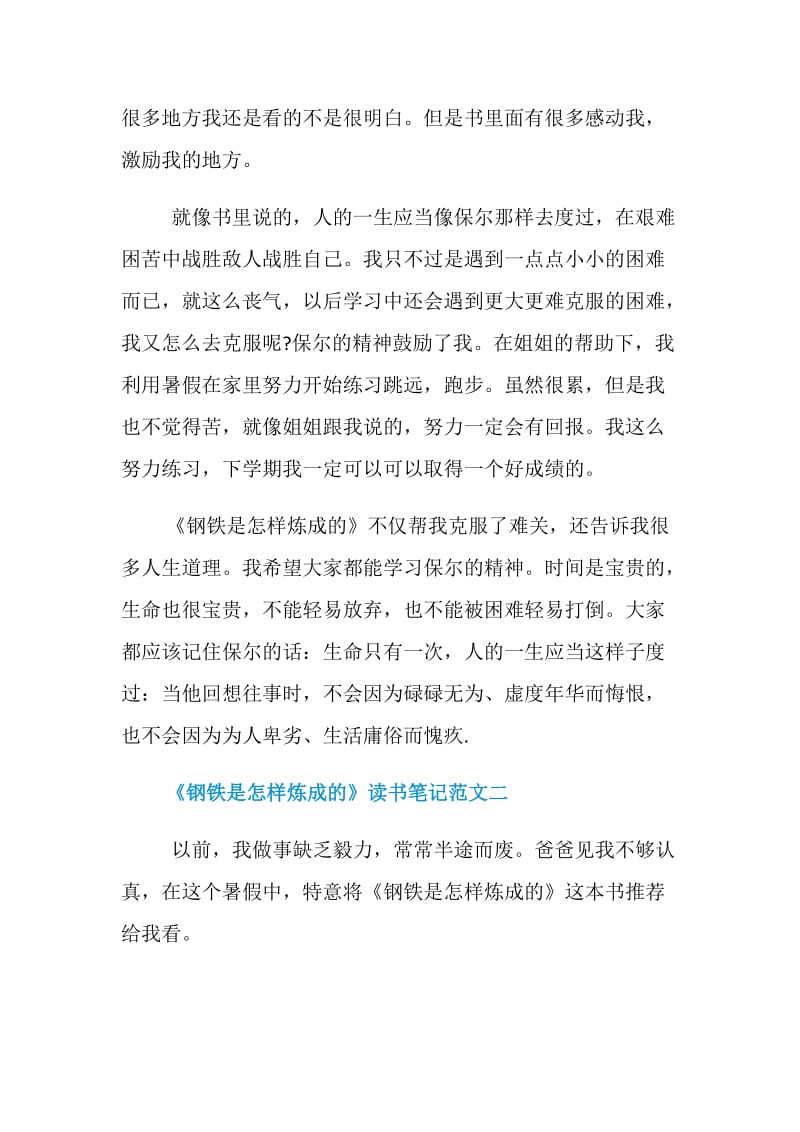 《钢铁是怎样炼成的》读书笔记最新范文5篇精选.doc_第2页