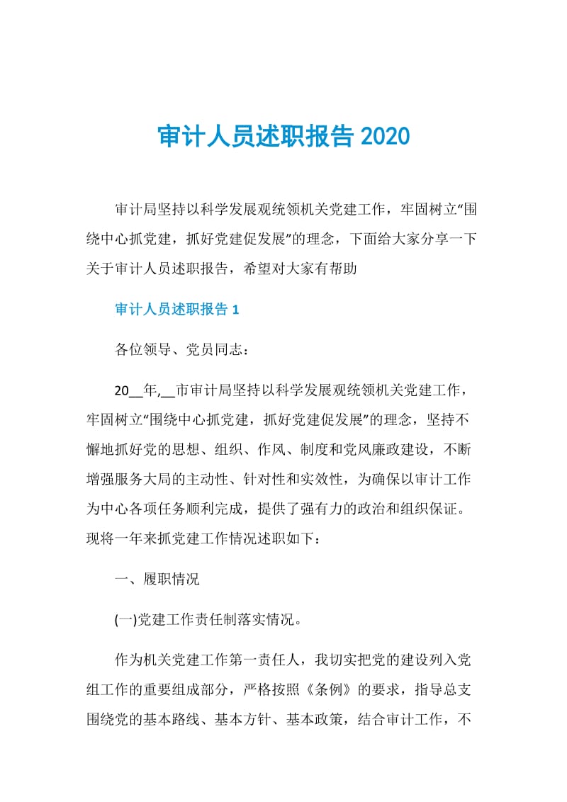 审计人员述职报告2020.doc_第1页