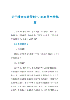 关于社会实践策划书2020范文精粹篇.doc