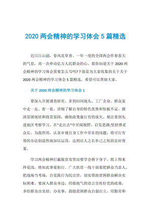 2020两会精神的学习体会5篇精选.doc