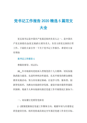 党书记工作报告2020精选5篇范文大全.doc