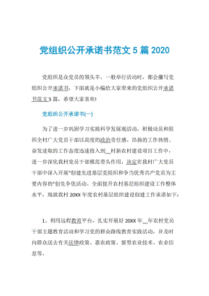 党组织公开承诺书范文5篇2020.doc