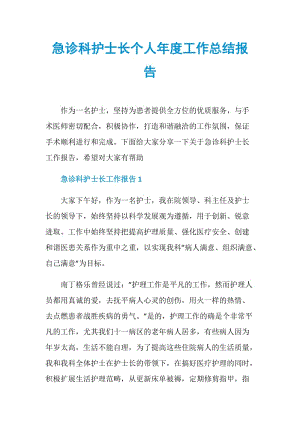 急诊科护士长个人年度工作总结报告.doc