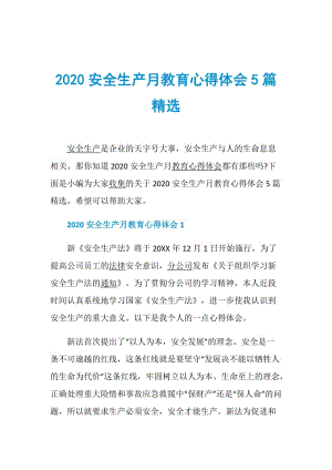 2020安全生产月教育心得体会5篇精选.doc