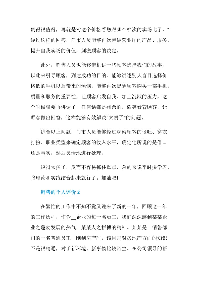 做销售的个人评价【五篇】.doc_第2页