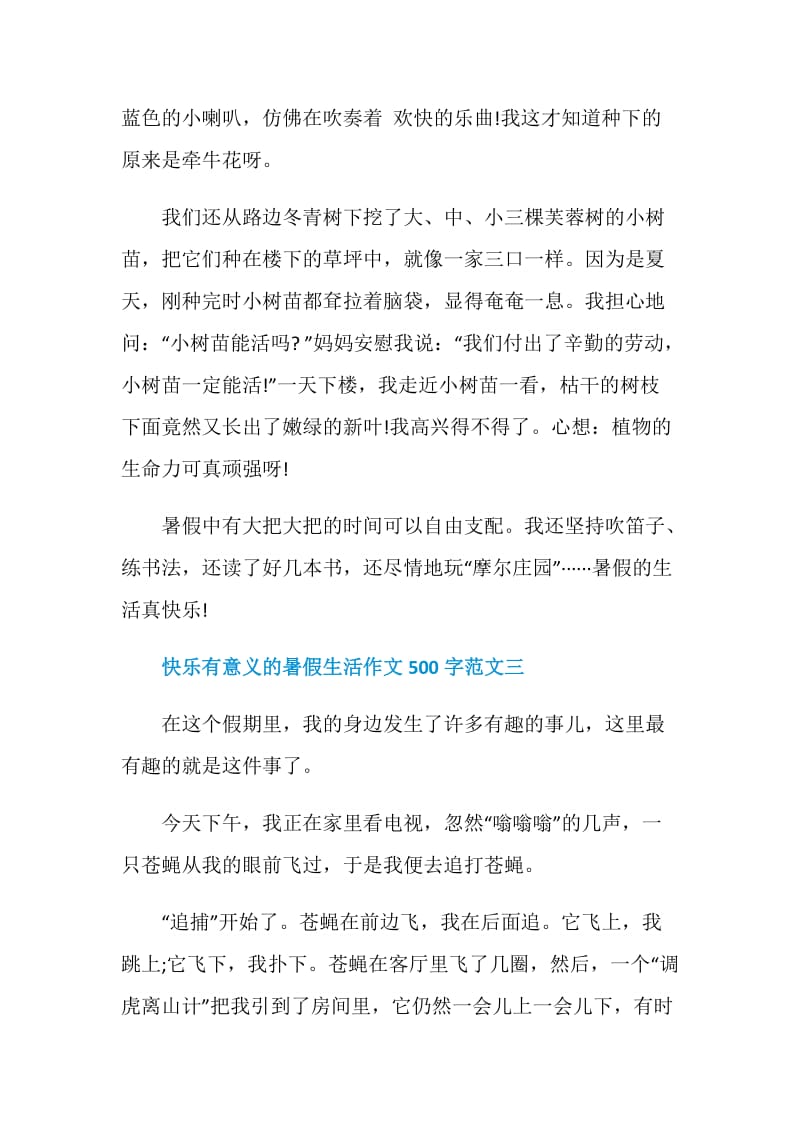 快乐有意义的暑假生活作文500字10篇.doc_第3页