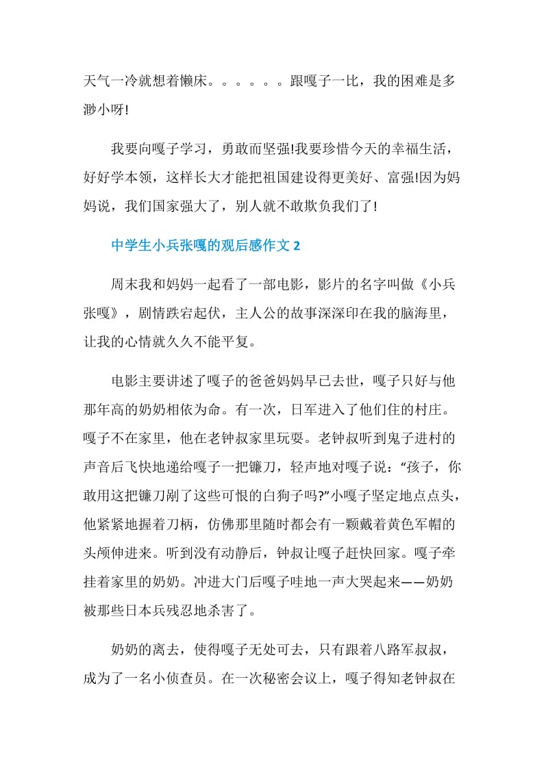 中学生小兵张嘎的观后感作文.doc_第2页