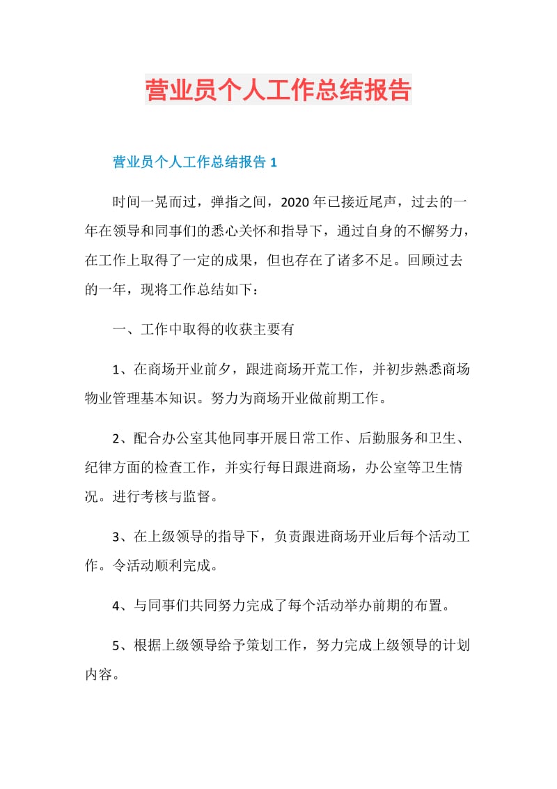 营业员个人工作总结报告.doc_第1页