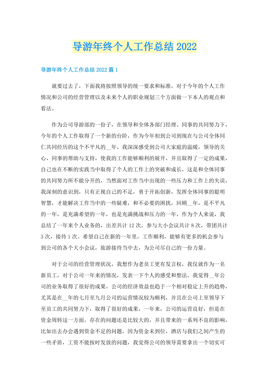 导游年终个人工作总结2022.doc_第1页