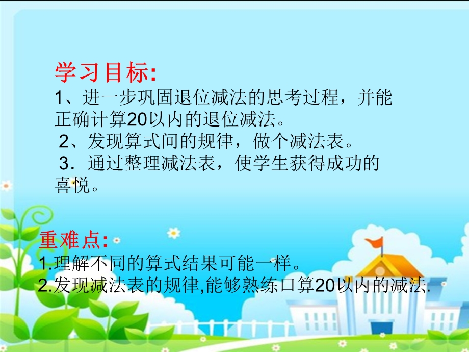 新北师大版小学一年级数学下册《做个减法表》课件.ppt_第2页