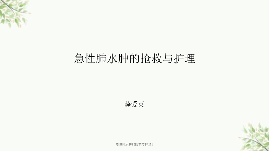 急性肺水肿的抢救与护理1课件.ppt_第1页