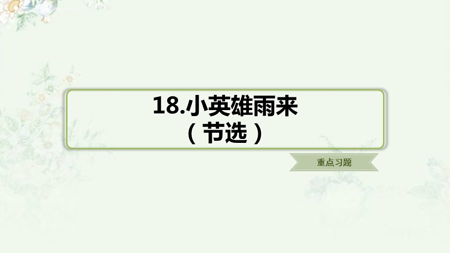 部编人教版四年级下册语文第18课小英雄雨来（节选）重点习题练习ppt课件.ppt_第1页