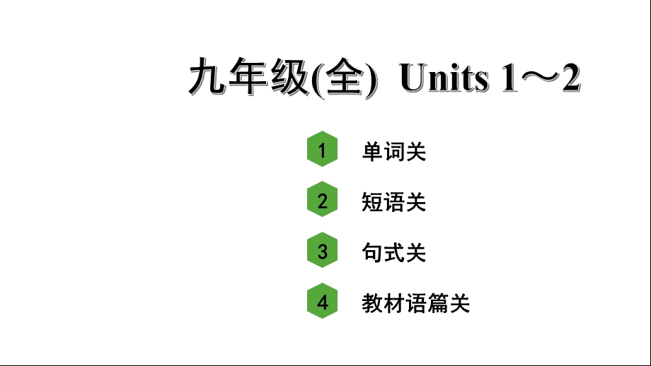 人教版中考英语词汇复习——九年级(全)Units1～2课件.ppt_第1页