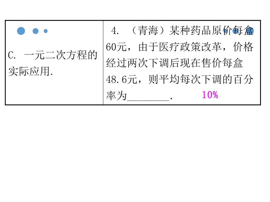 人教版九年级数学上册第21章：一元二次方程单元复习课件.ppt_第3页