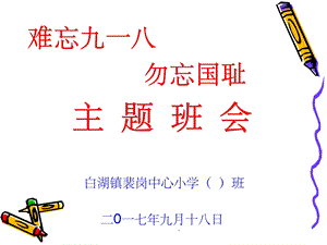 小学难忘九一八 勿忘国耻主题班会课件.ppt