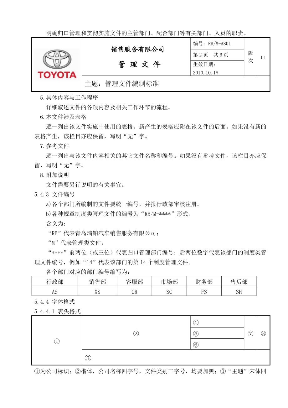 销售服务有限公司管理文件编制标准.doc_第2页