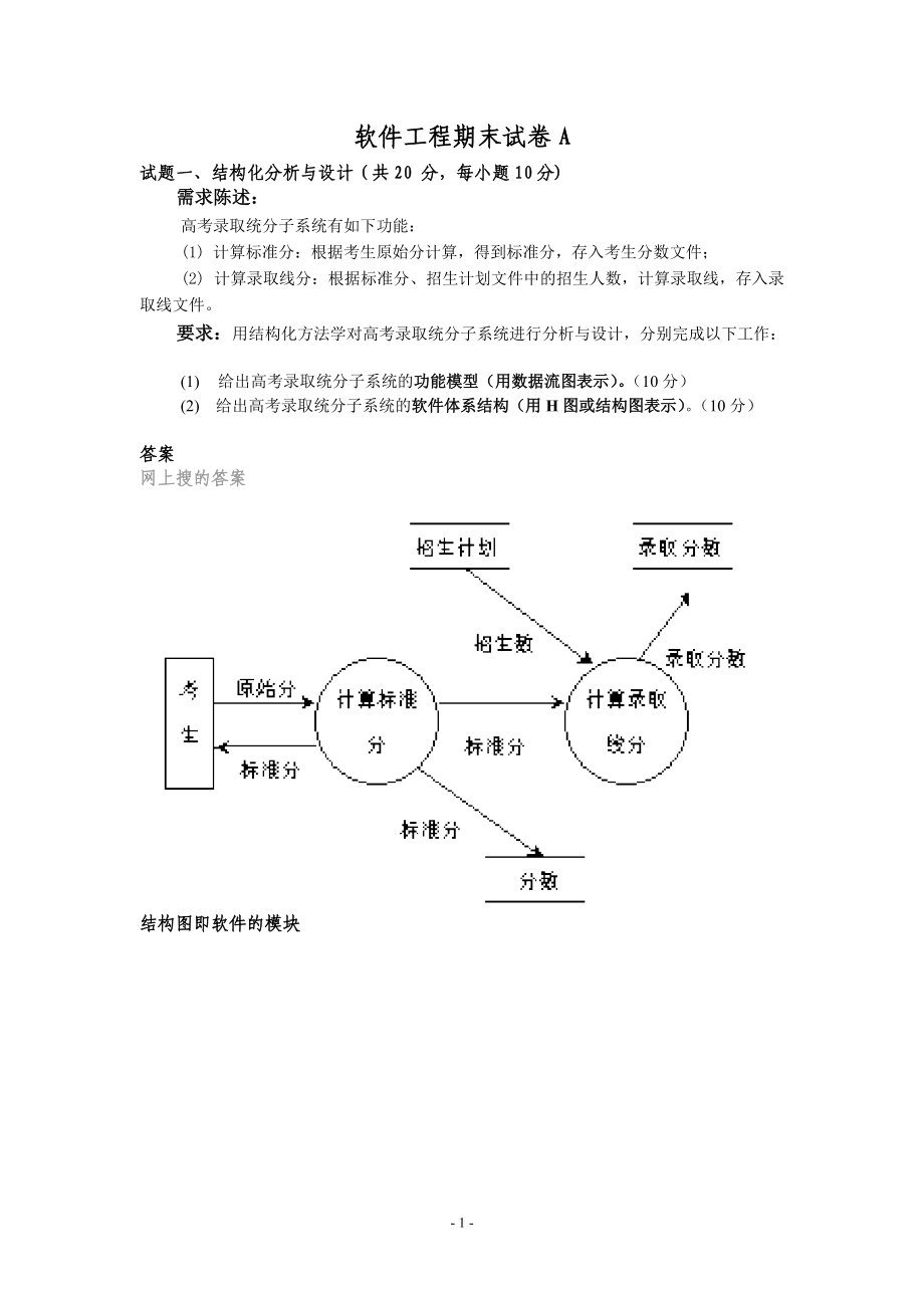 软件工程模拟题1带答案.docx_第1页