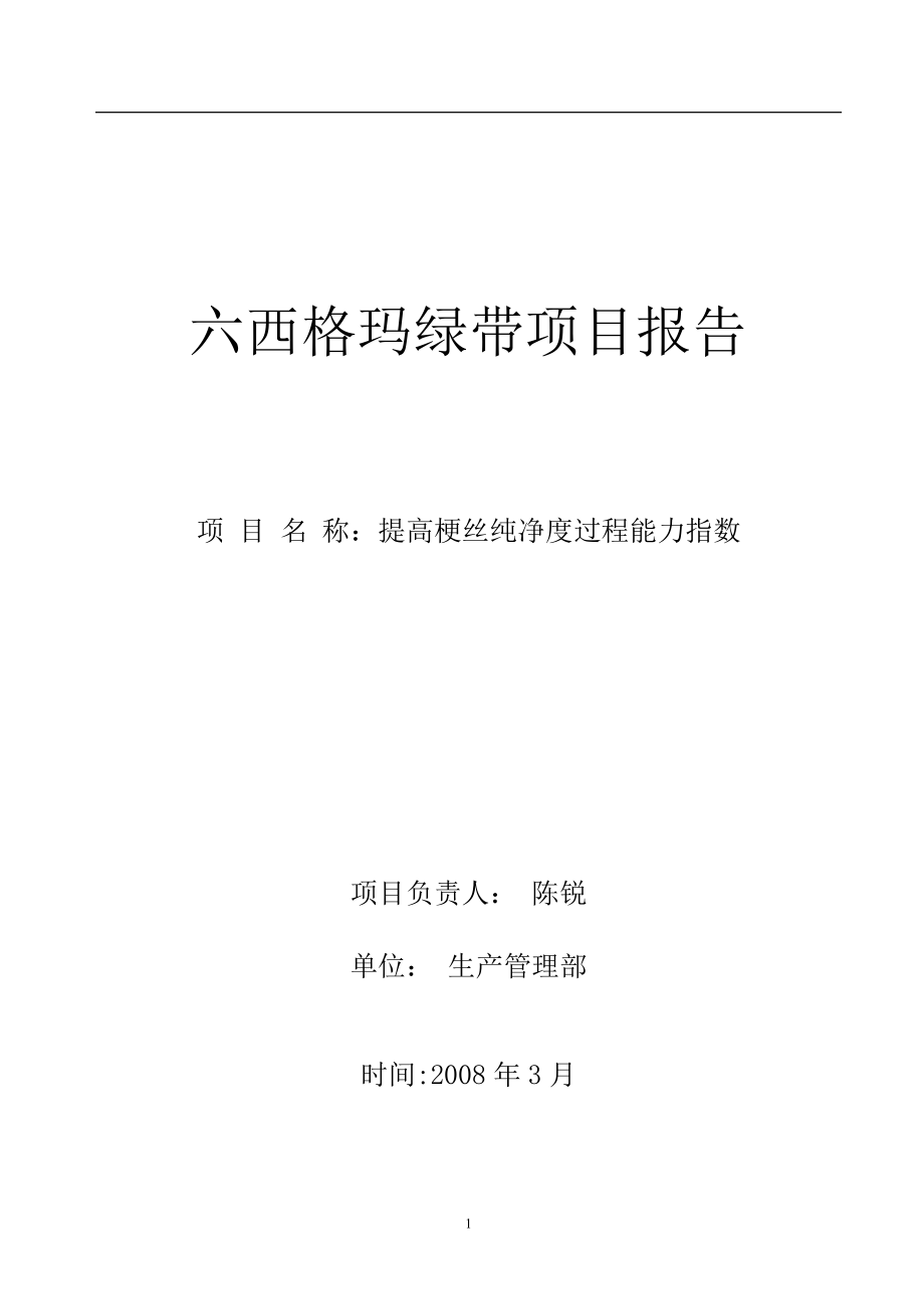 提高梗丝纯净度过程能力指数(六西格玛评审版).docx_第1页