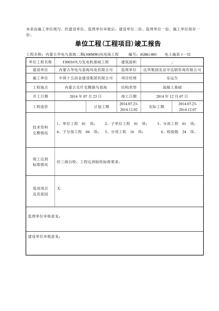 风机单位工程(工程项目)竣工报告.docx_第3页