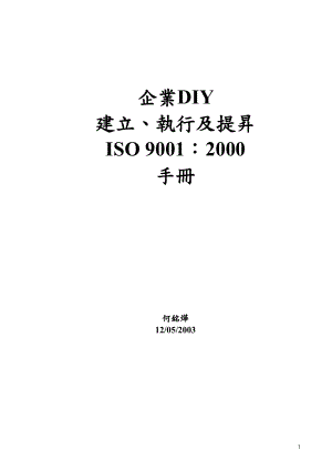 企业DIY建立执行及提升ISO90012000手册(1).docx