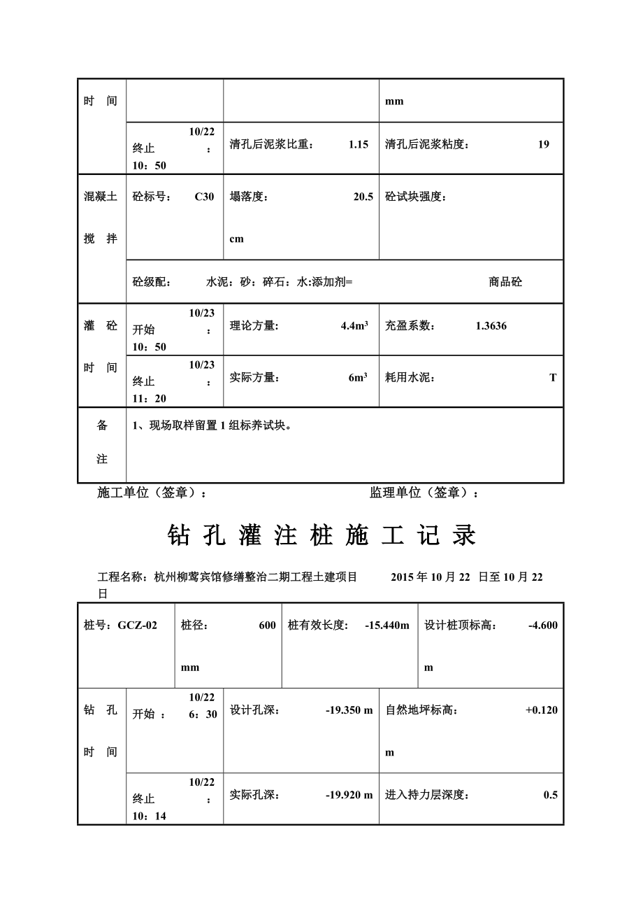 钻孔灌注桩施工记录-(工程桩).docx_第2页