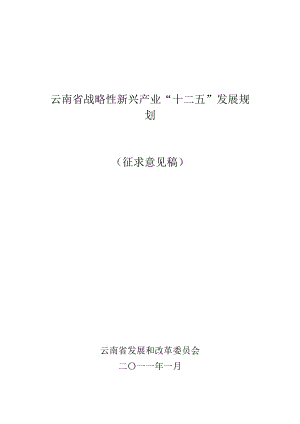 云南省战略性新兴产业“十二五”发展规划.docx