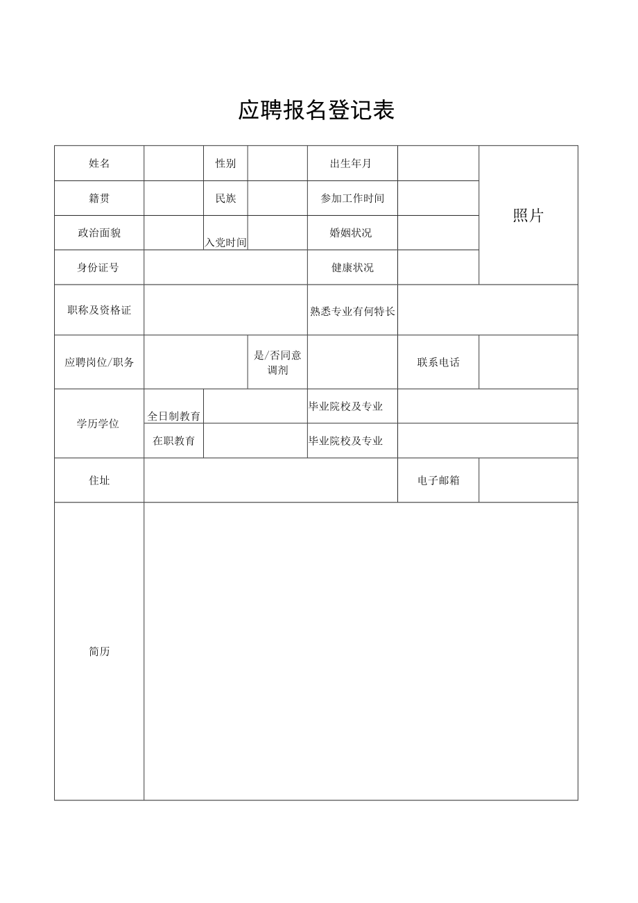 应聘报名登记表.docx_第1页