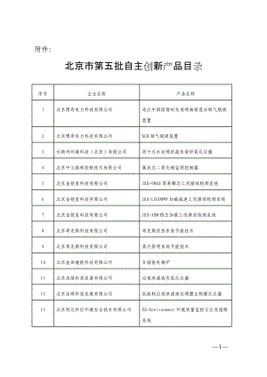 北京市第五批自主创新产品目录-北京市科学技术委员会文件.docx
