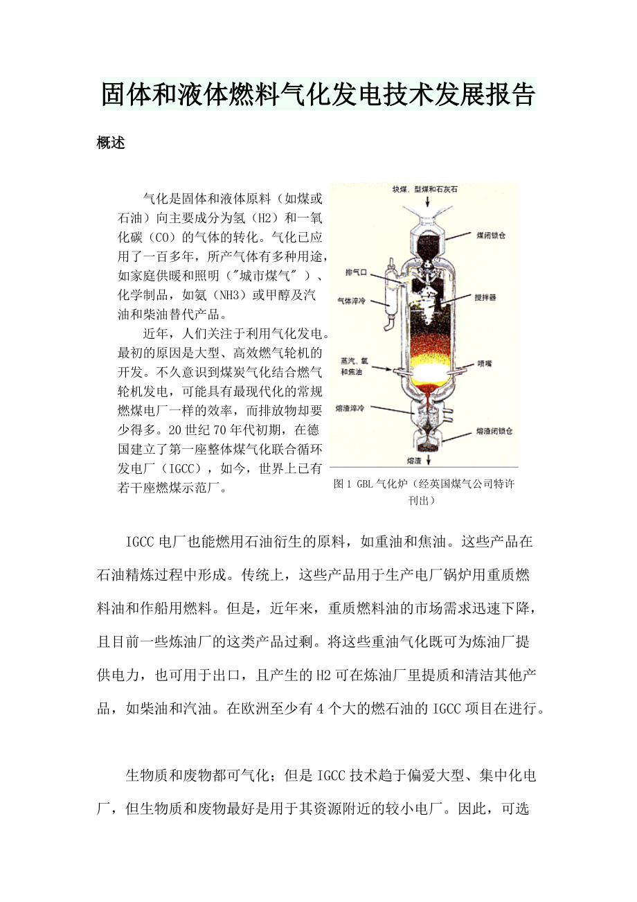 固体和液体燃料气化发电技术发展报告.docx_第1页