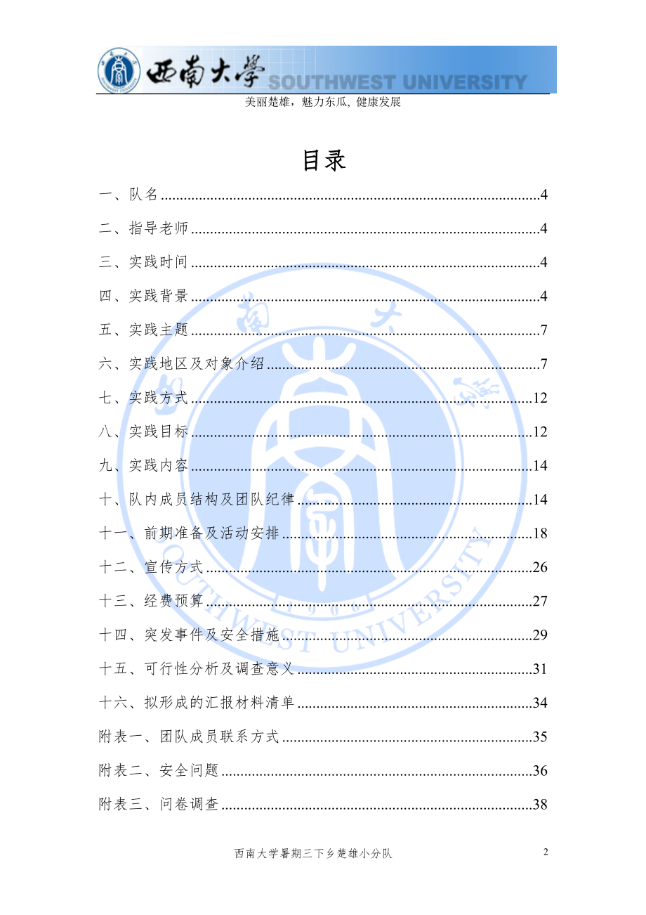 某大学三下乡云南楚雄小分队活动策划方案.docx_第2页