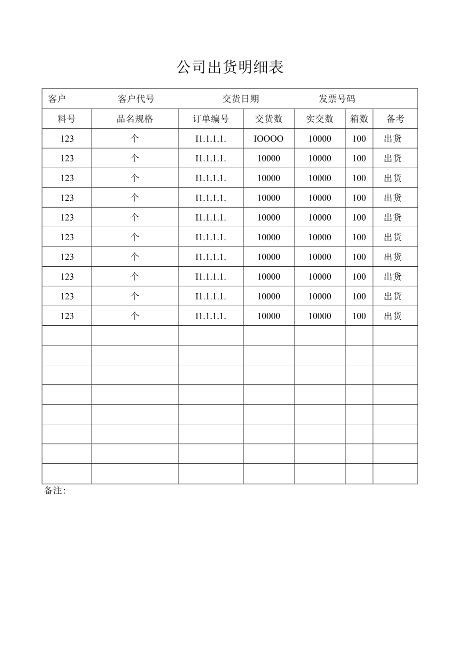 公司出货明细表.docx_第1页