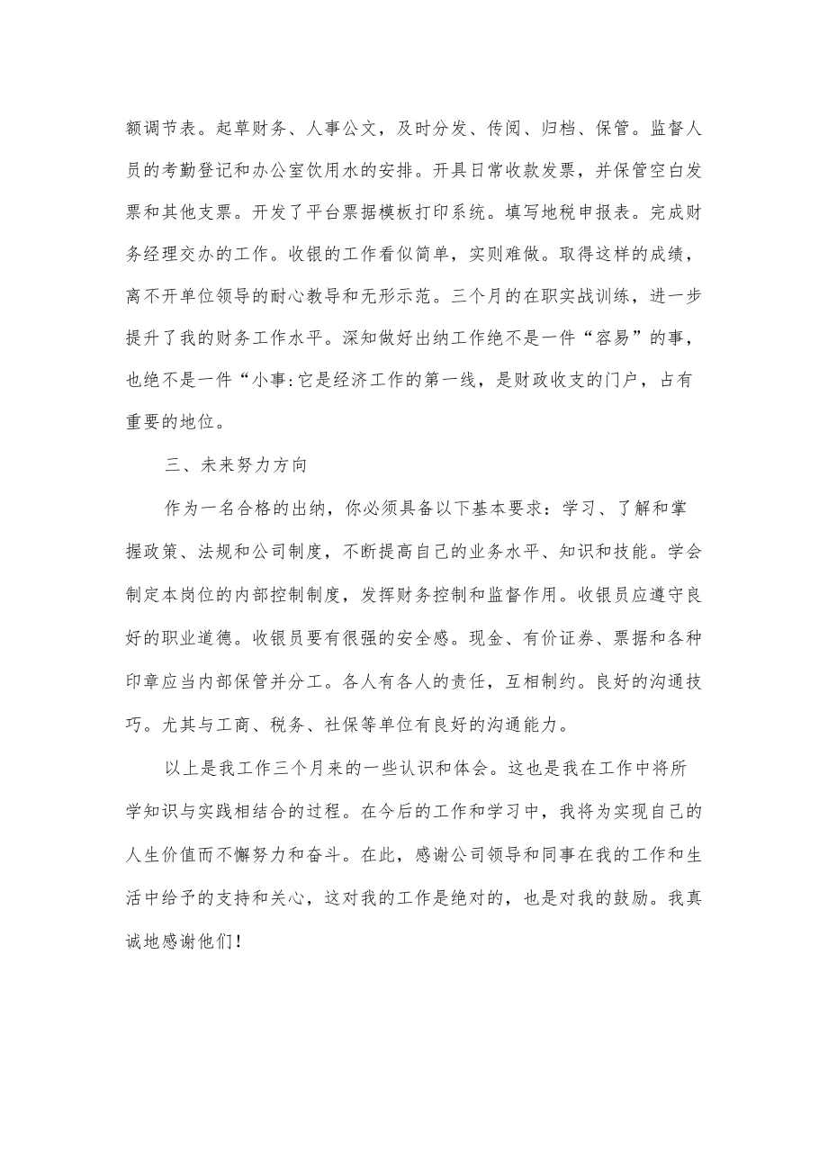 出纳实习三个月工作总结.docx_第2页