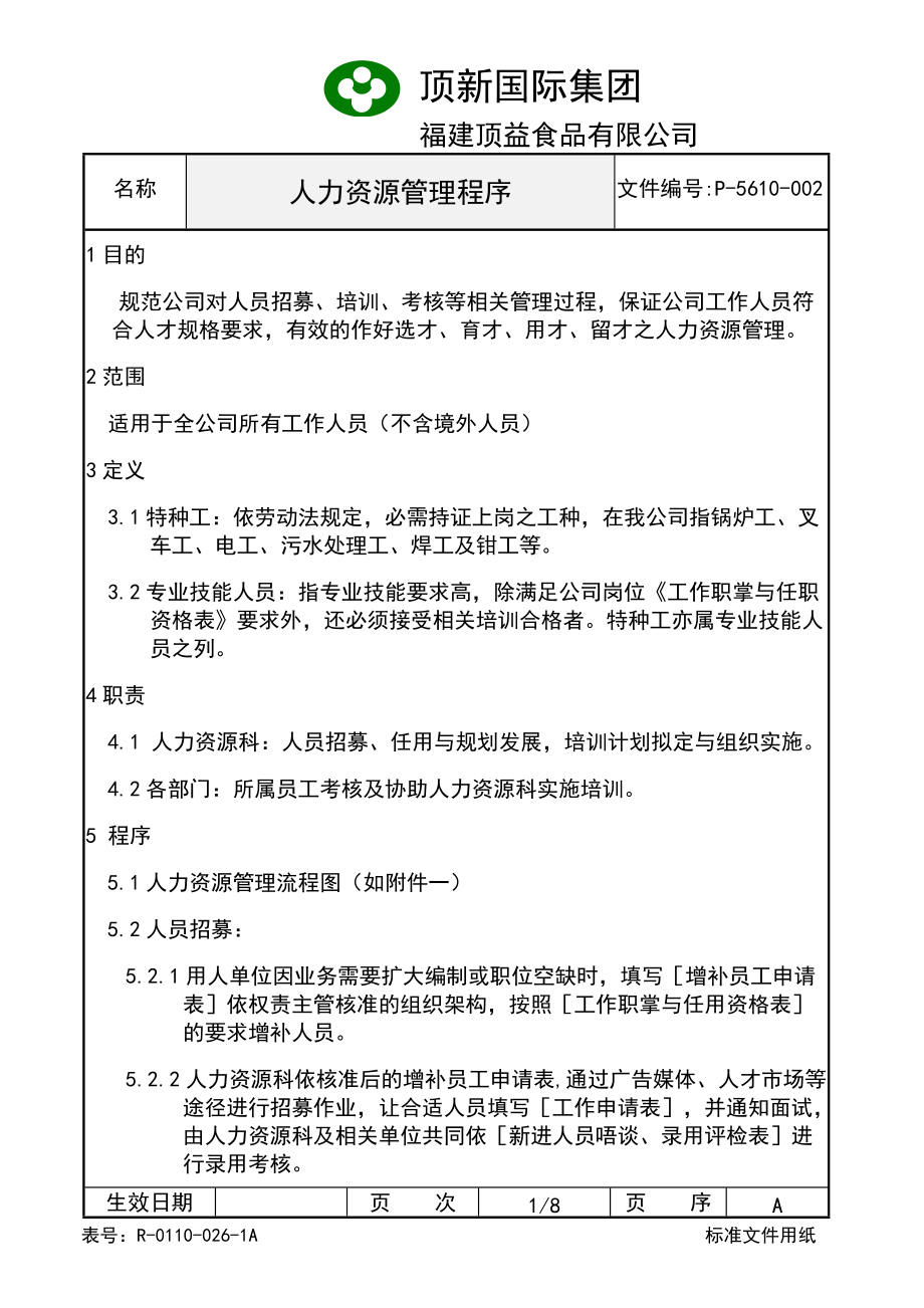 福建顶益食品公司人力资源管理程序.doc_第3页