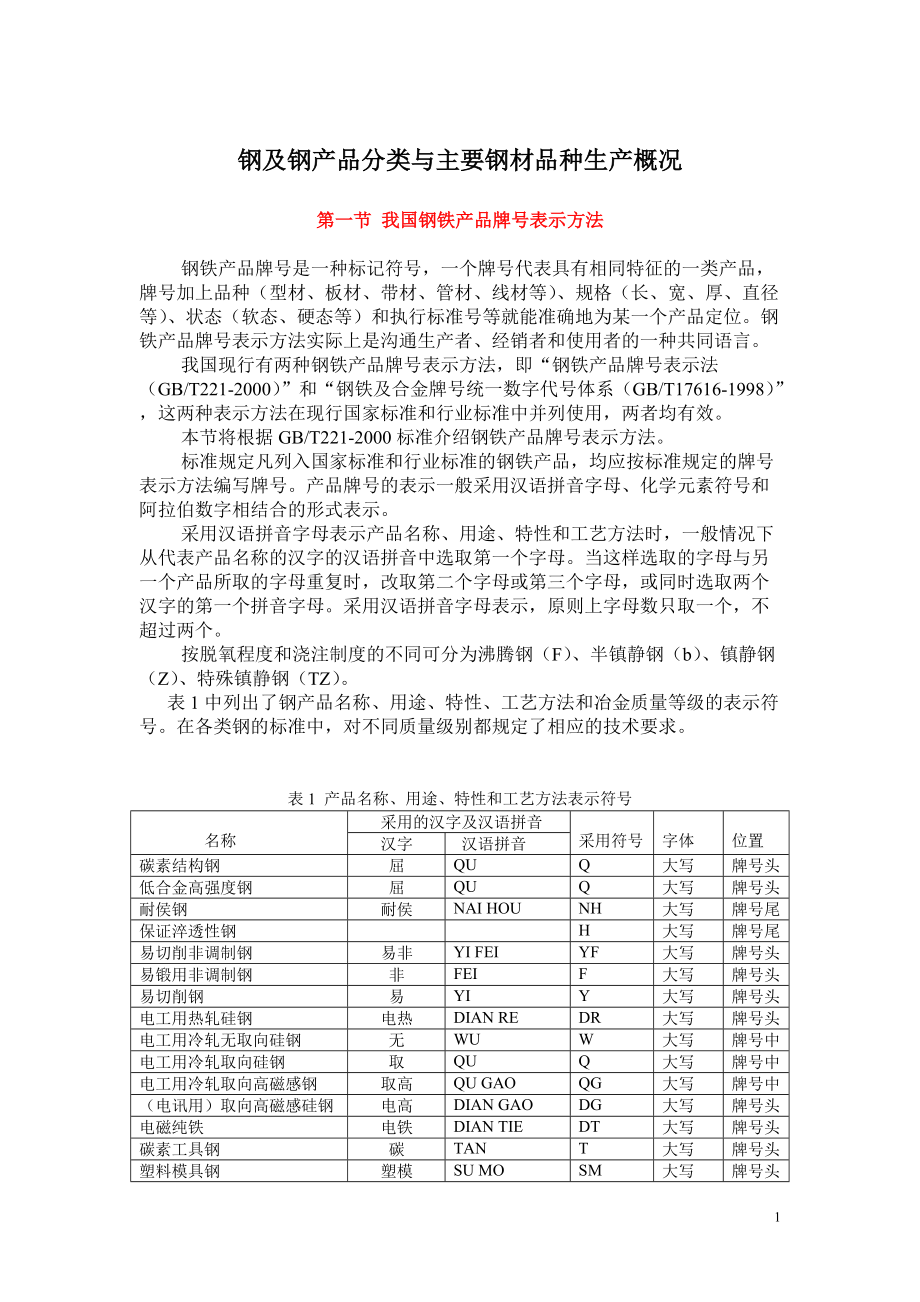 钢及钢产品分类与主要钢材品种生产概况.docx_第1页