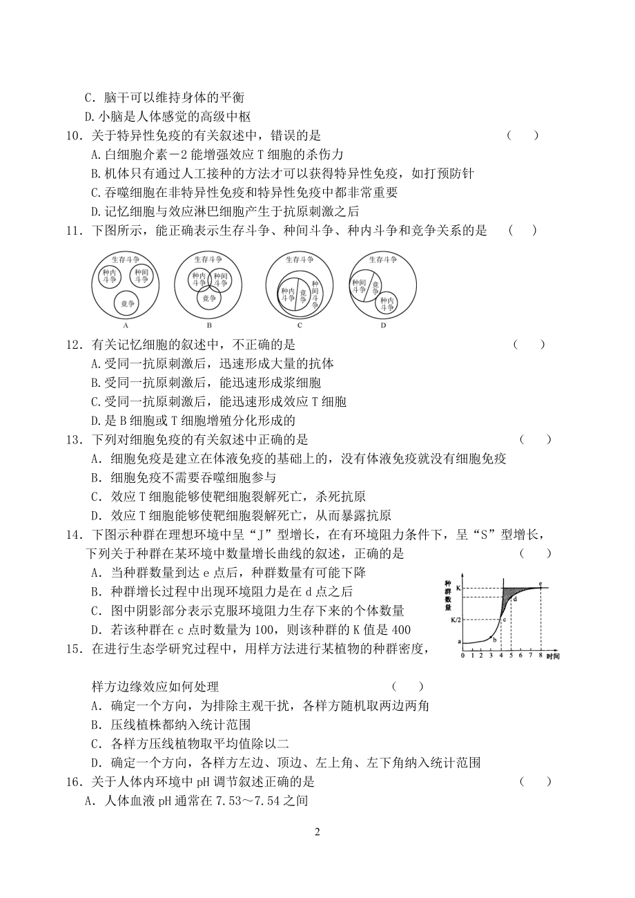 必修三《稳态与环境》第3~~6章检测题.docx_第2页