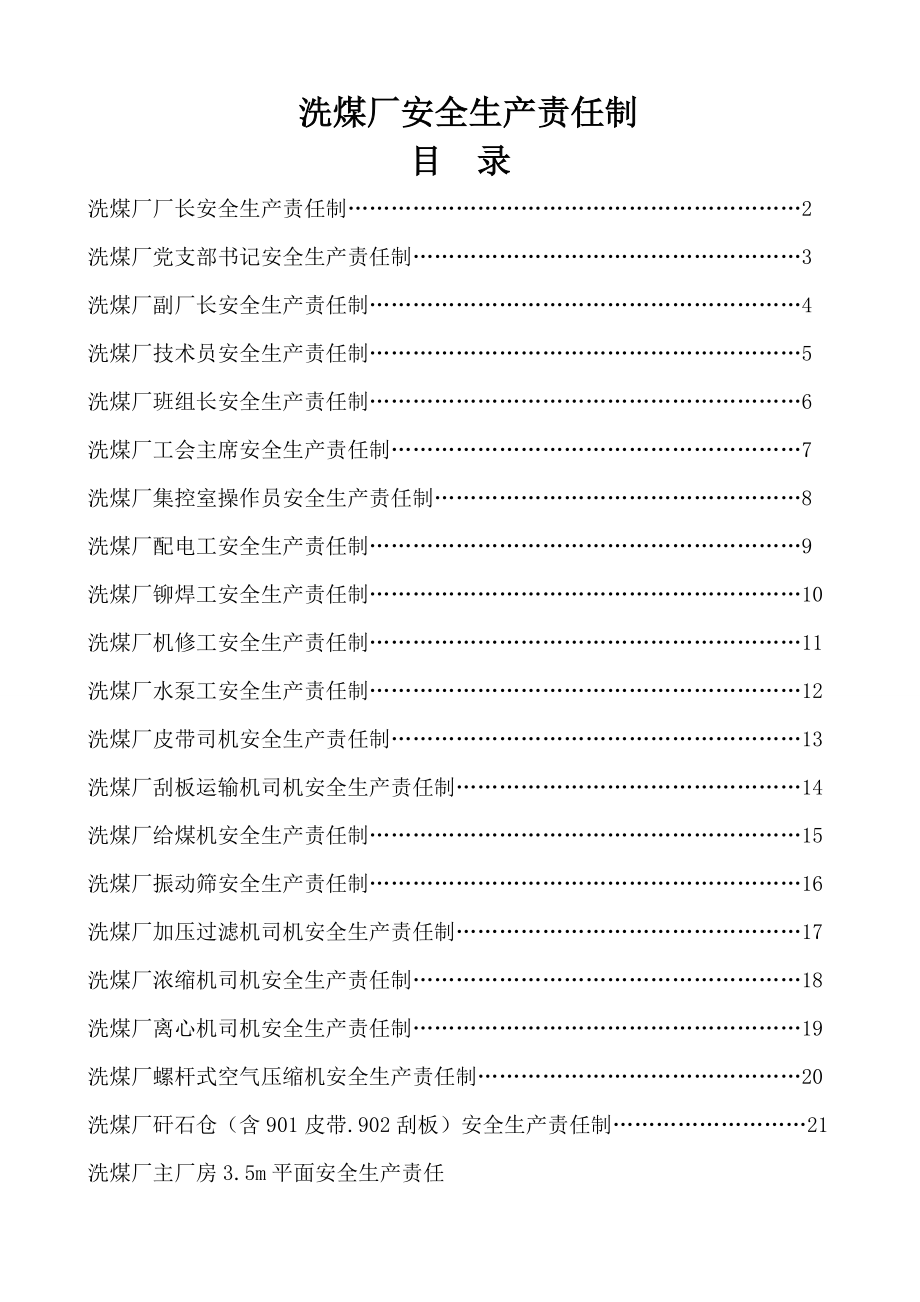 洗煤厂安全生产岗位责任制(很全)(DOC36页).doc_第1页