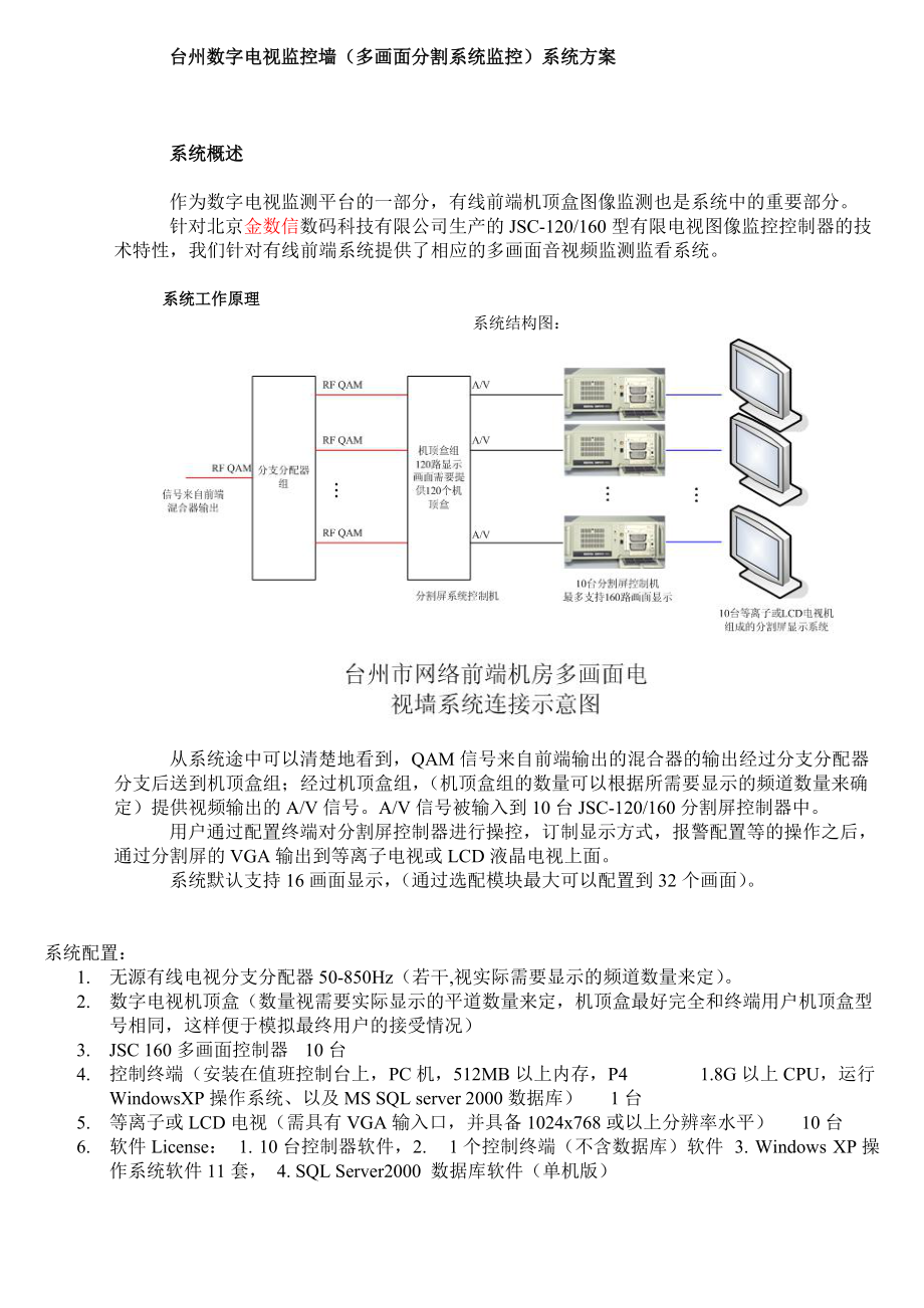 (金数信)台州数字电视监控墙.docx_第1页