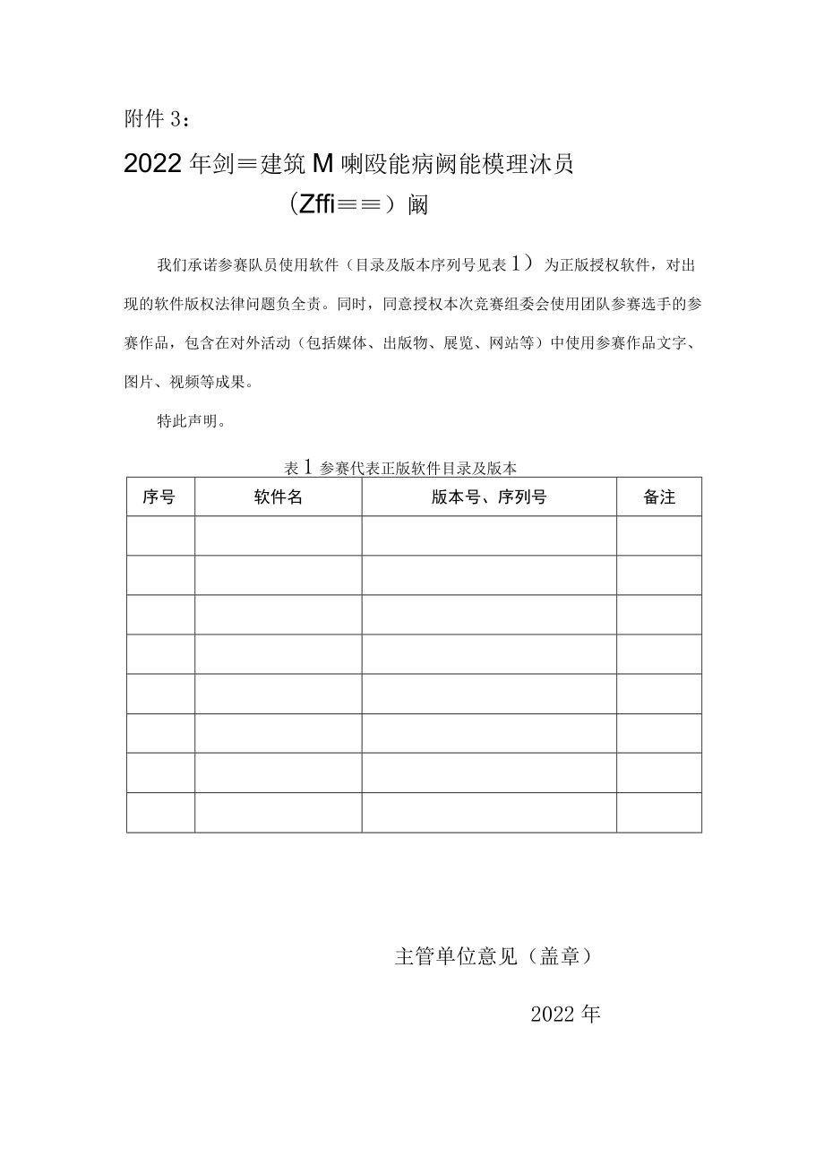 2022年全国建筑行业职业技能竞赛建筑信息模型技术员（工程管理）决赛版权承诺及授权书.docx_第1页