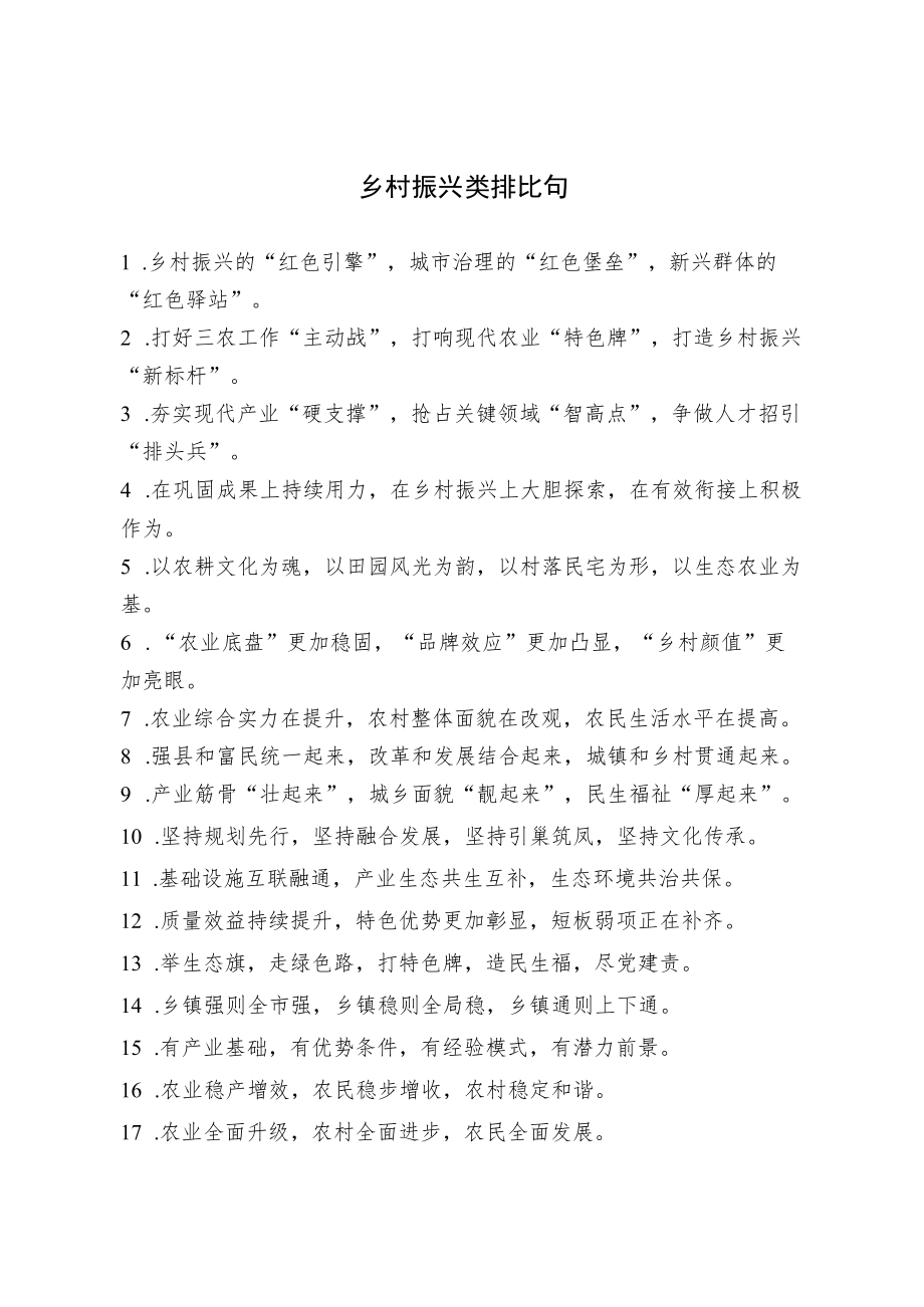 乡村振兴类排比句.docx_第1页